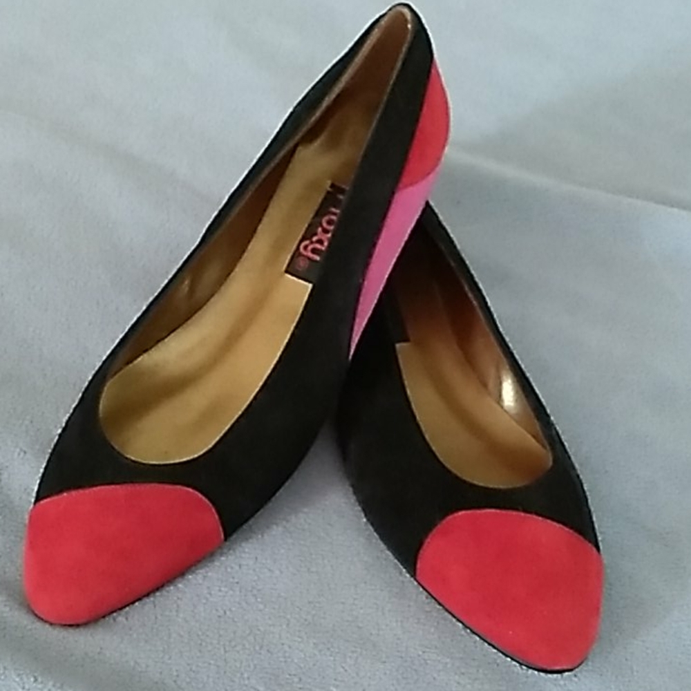 Vintage Proxy Hot Pink/Red/Black Suede Retro Flats *Size 7*